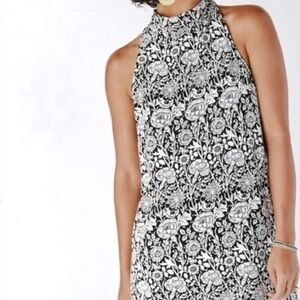 Boho Black White Floral Halter Top Sleeveless High Neck Summer Festival Blouse